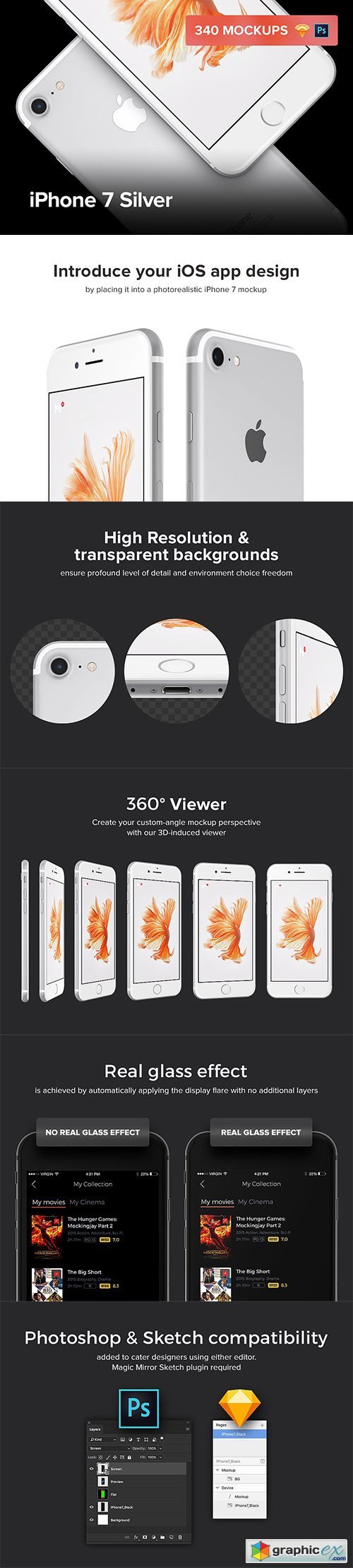340 iPhone 7 Silver mockups