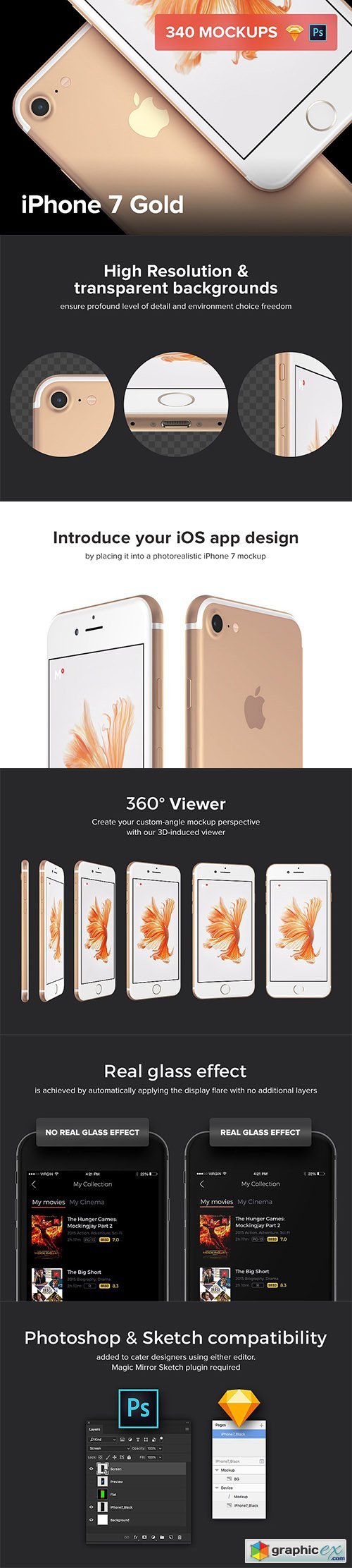 340 iPhone 7 Gold mockups