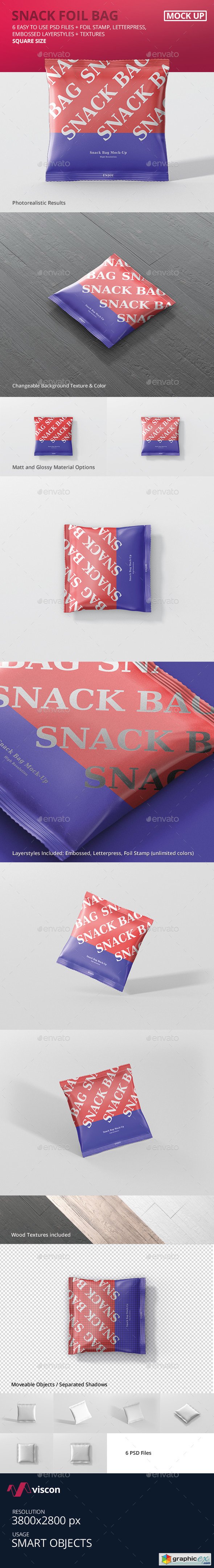Snack Foil Bag Mockup - Square Size