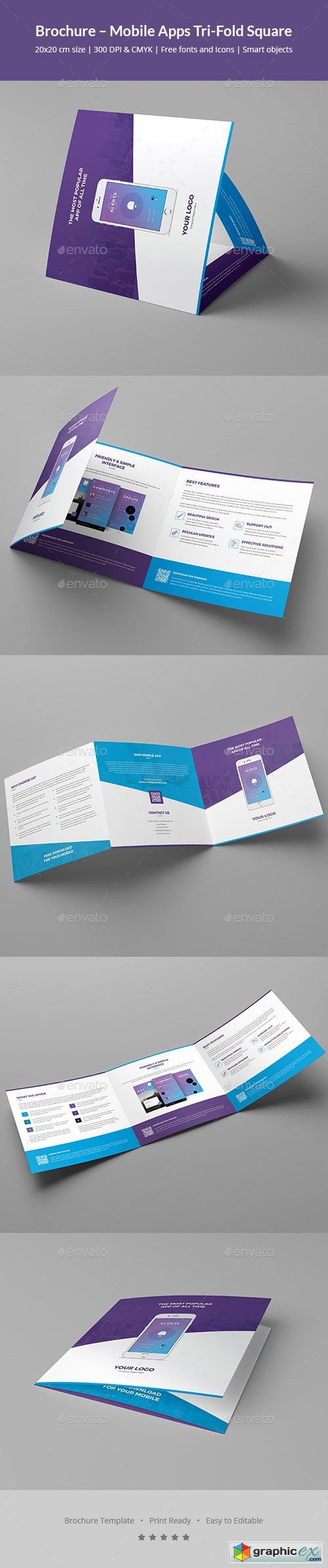 Brochure  Mobile Apps Tri-Fold Square