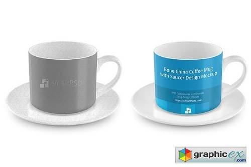 Coffee Cup With Saucer Design Mockup