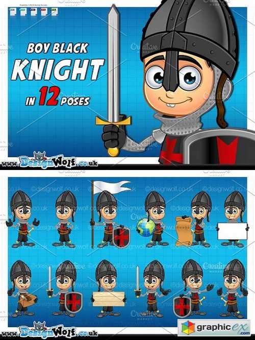 Boy Black Knight In 12 Poses