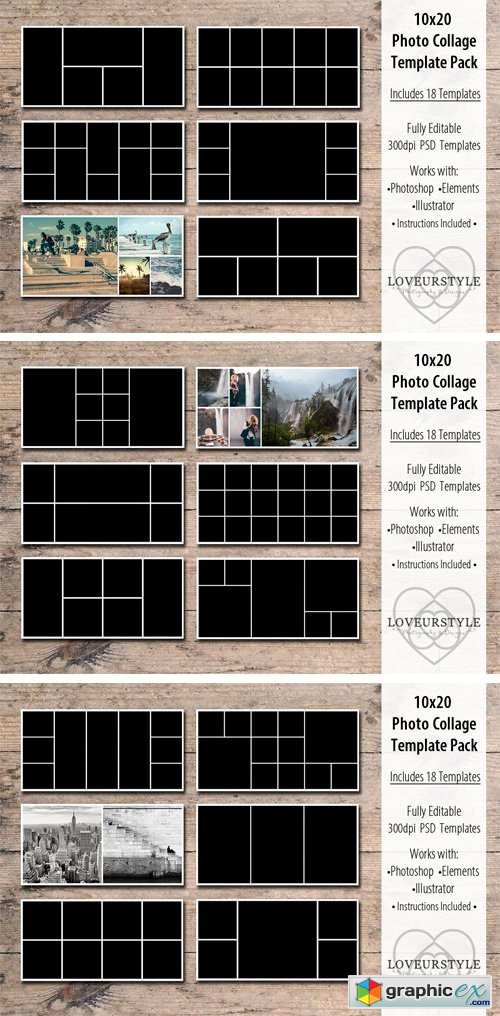 10x20 Photo Collage Template Pack