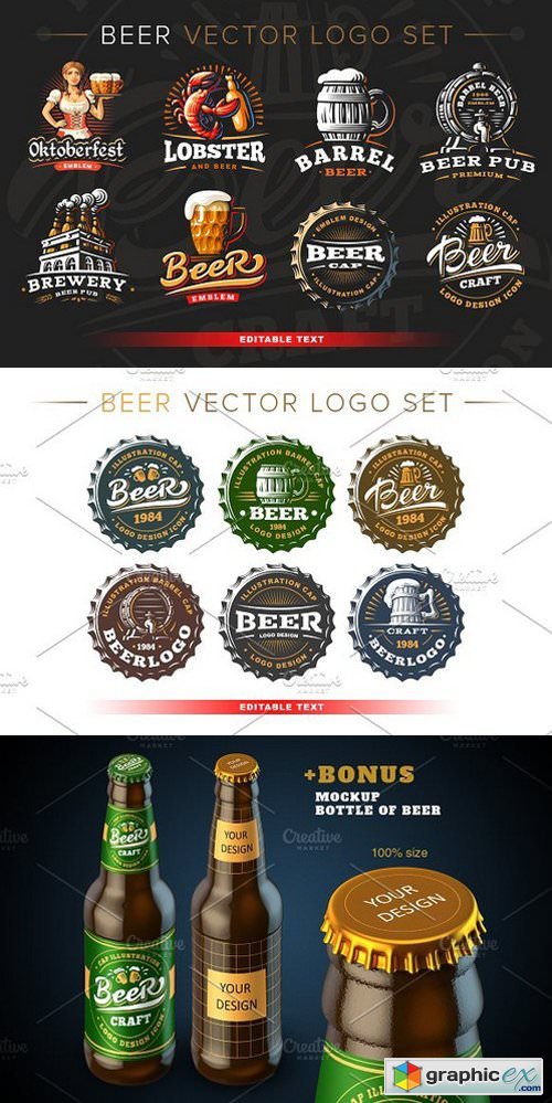 Beer logo set. + mockup