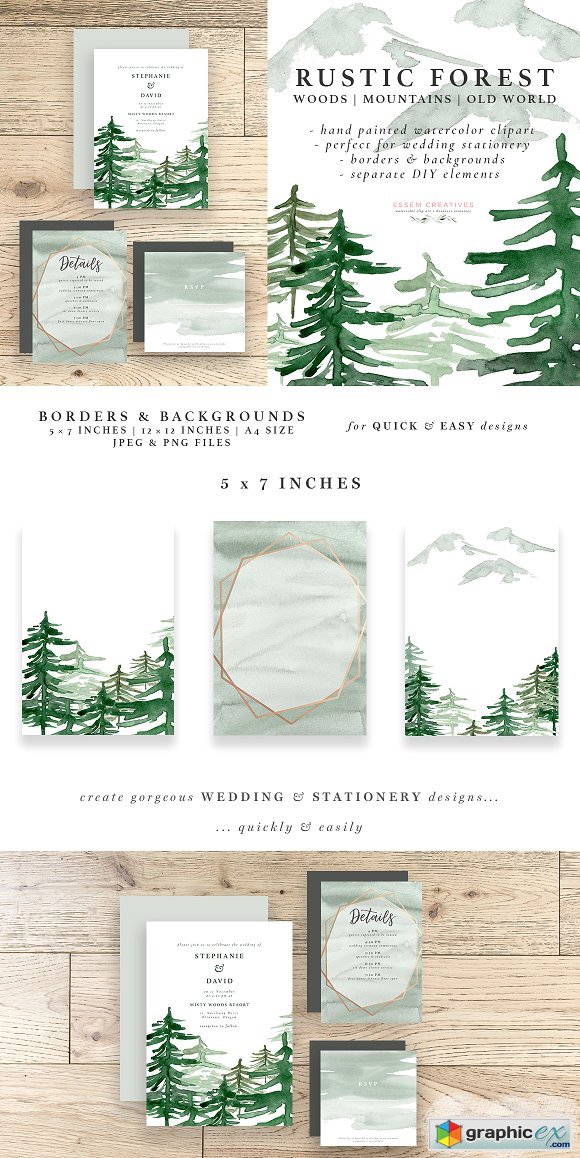 Rustic Forest Watercolor Backgrounds