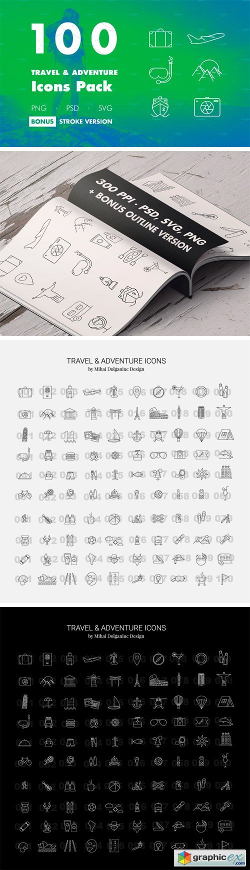 100 Travel & Adventure Icons Pack