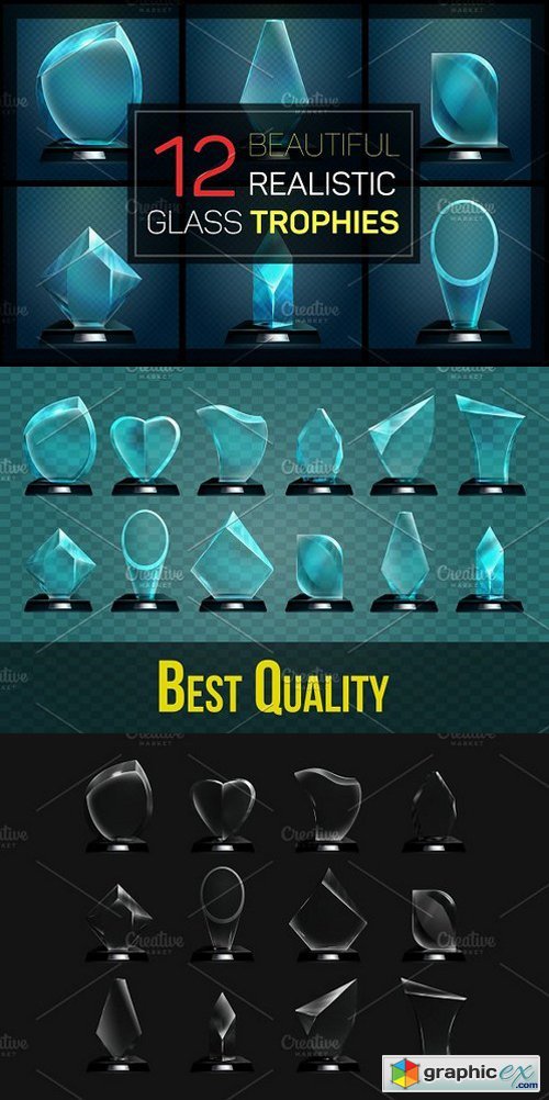 Glass trophies big set