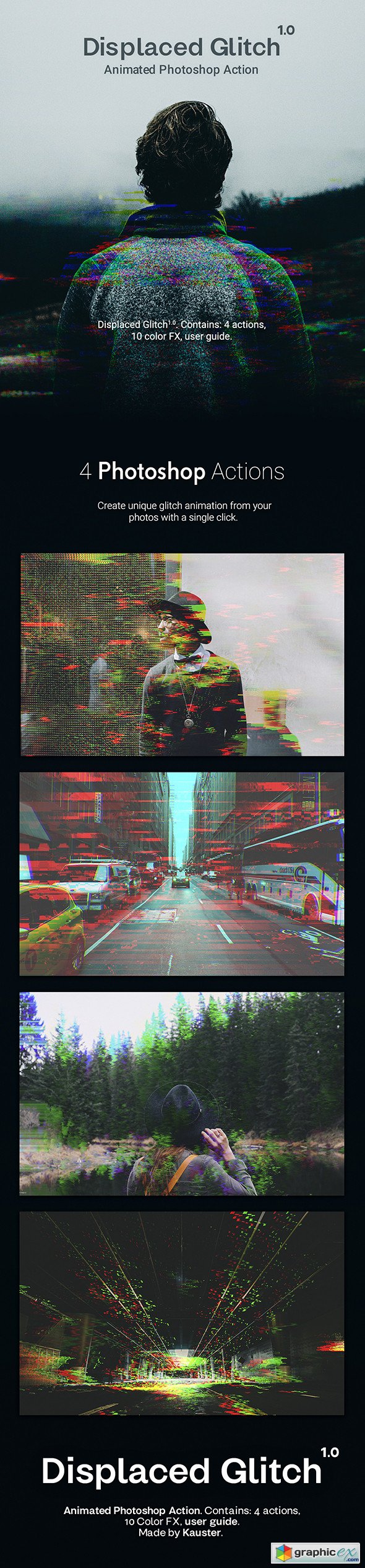 Displaced Glitch - Animated Photoshop Action