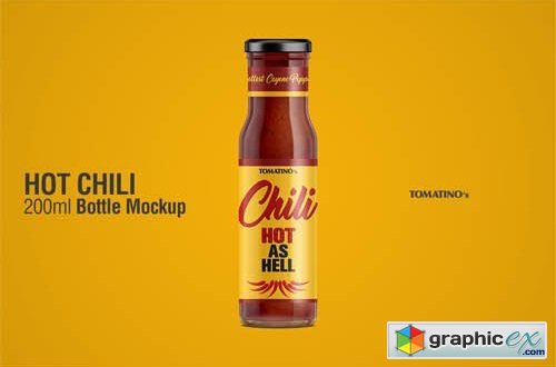 Hot Chili Sauce Bottle Mockup