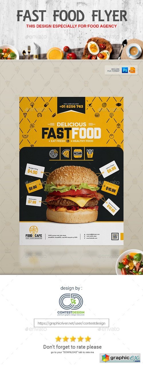 Flyer/Poster Design Template for Fast Food / Restaurants / Cafe