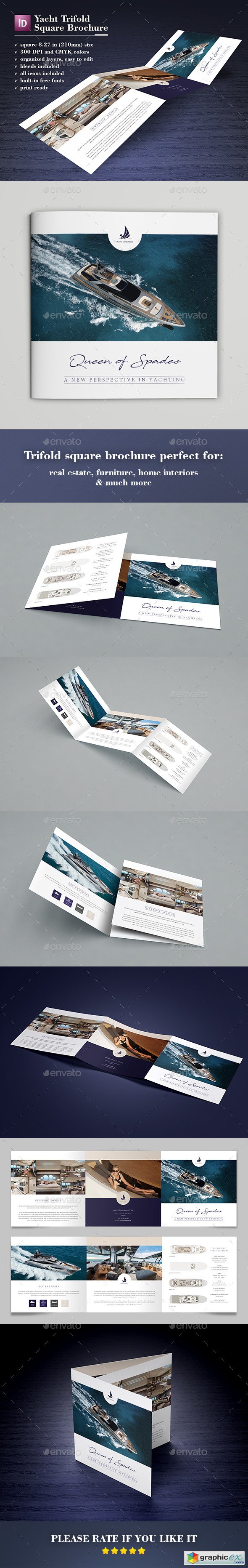 Yacht Trifold Square Brochure