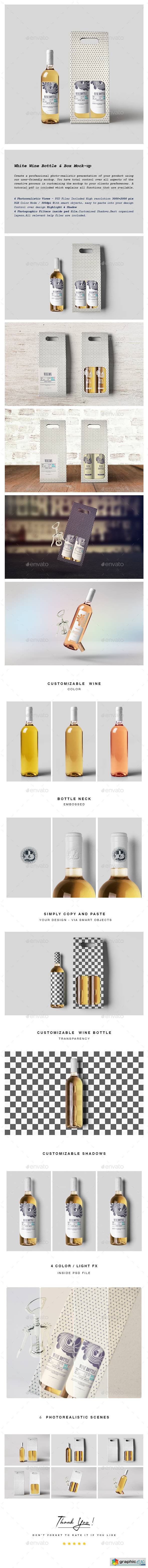 White Wine Bottle and Box Mock-up