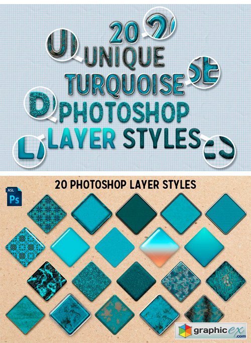 20 Turquoise Photoshop Layer Styles