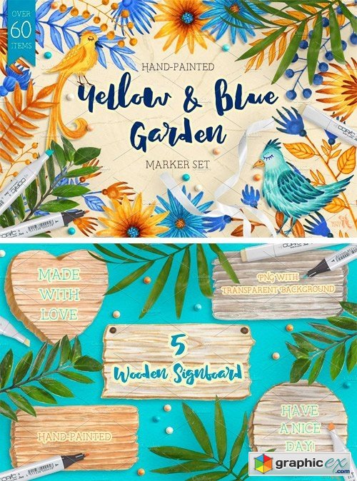 Yellow and Blue Garden Marker Set