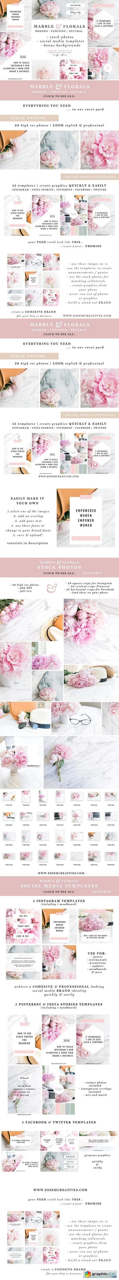 Marble Floral Social Media Branding