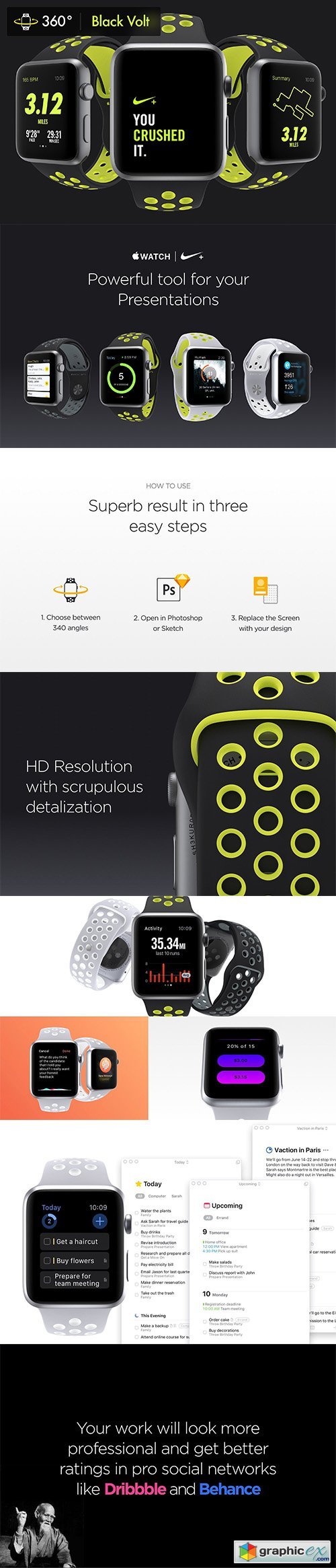 340 Apple Watch Nike Black Mockups