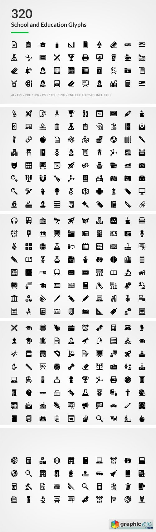 320 School and Education Glyph Icons