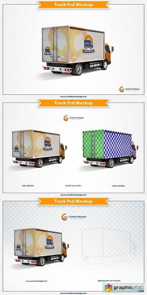 Delivery Truck Psd Mockup
