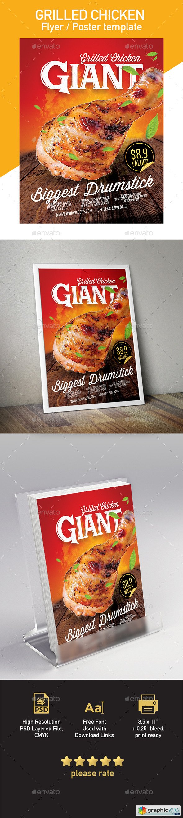 Grilled Chicken Template for Flyer Poster