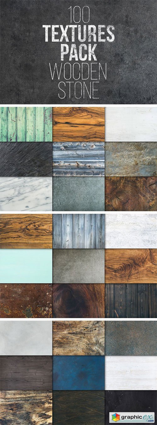100 Textures Pack. Wooden & Stone
