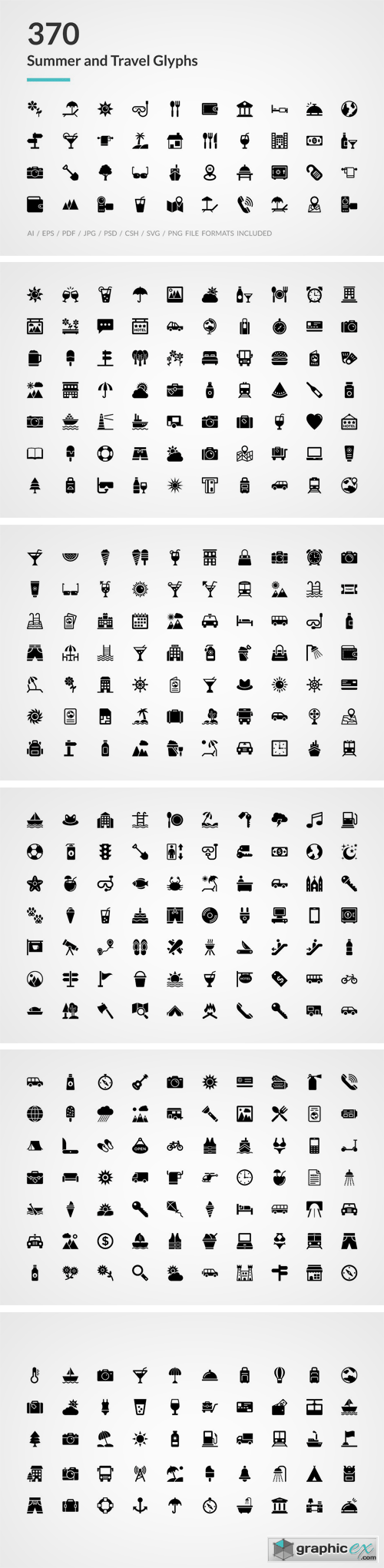 370 Summer and Travel Glyph Icons