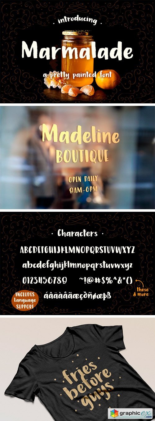 Marmalade, a Hand Painted Font