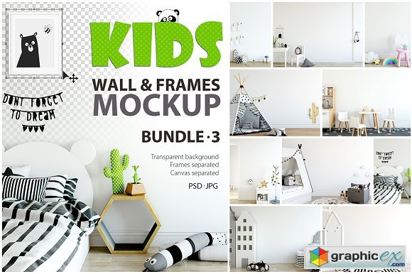 KIDS WALL & FRAMES Mockup Bundle - 3