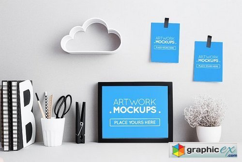 Posters,Frames Mockups in Office #10
