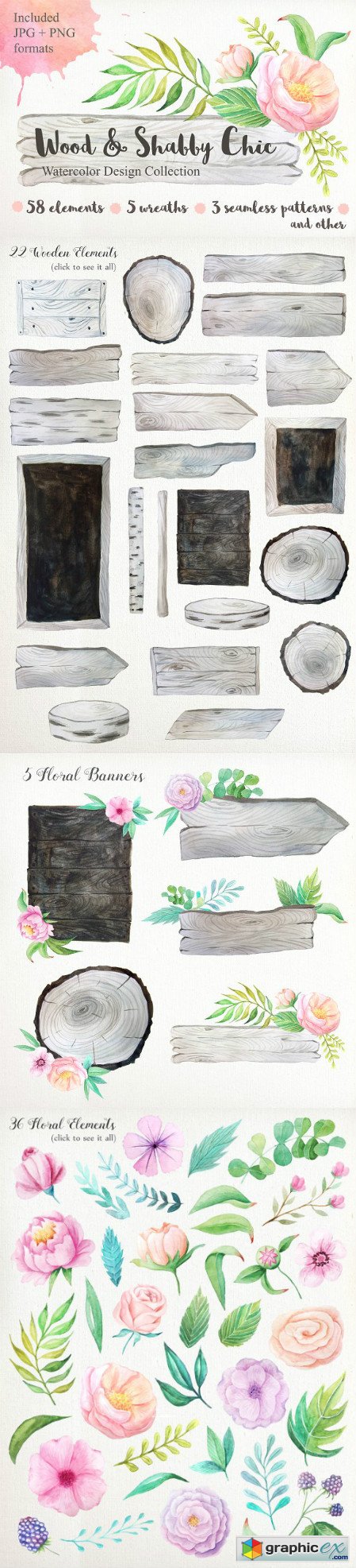Shabby Chic Watercolor Pack