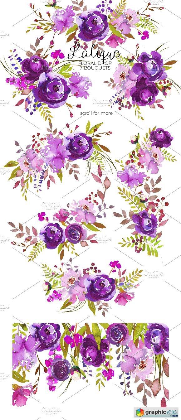 Violet Purple Watercolor Flowers