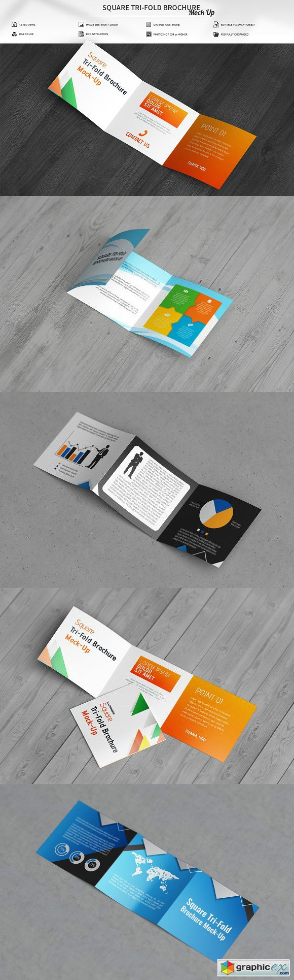 Square Tri-Fold Brochure Mock-Up