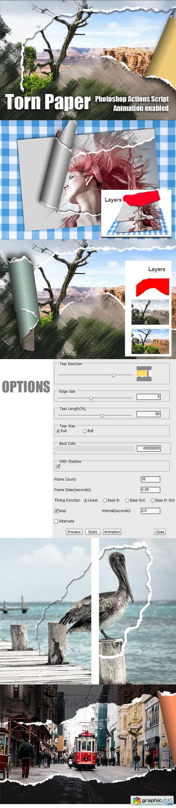 Torn Paper Animation Photoshop Add-on