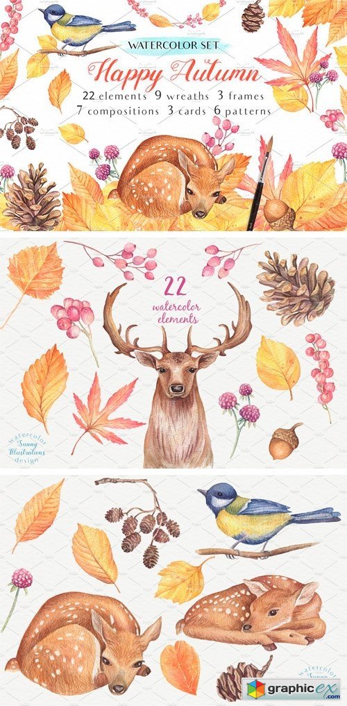 Happy Autumn-Watercolor Set