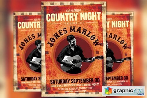 Country Night Flyer Template