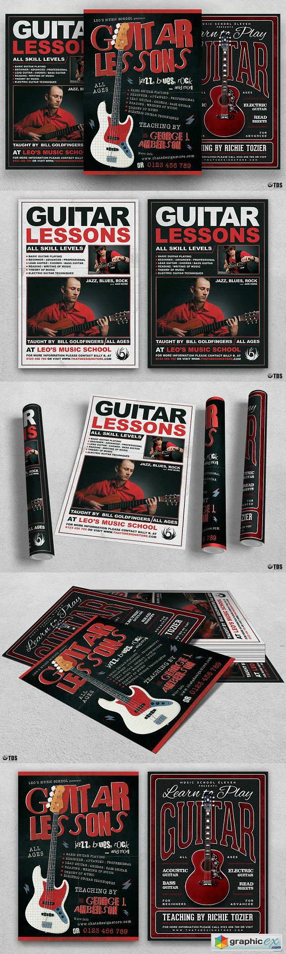 Guitar Lessons Flyer Bundle