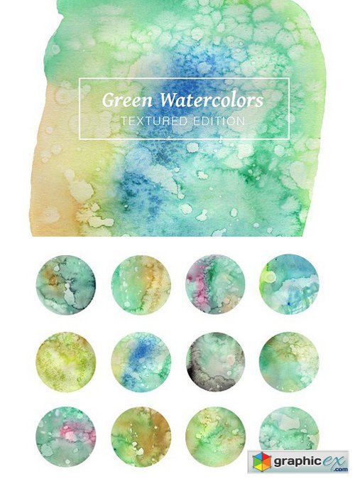 Green Textured Watercolors
