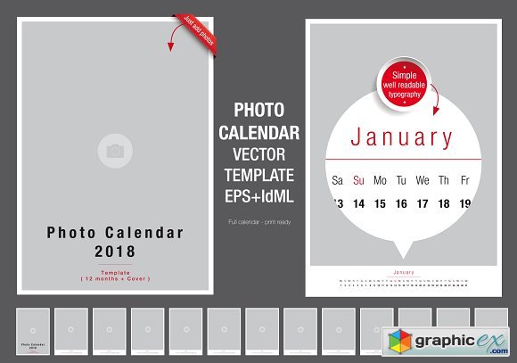 Photo Calendar template 2018