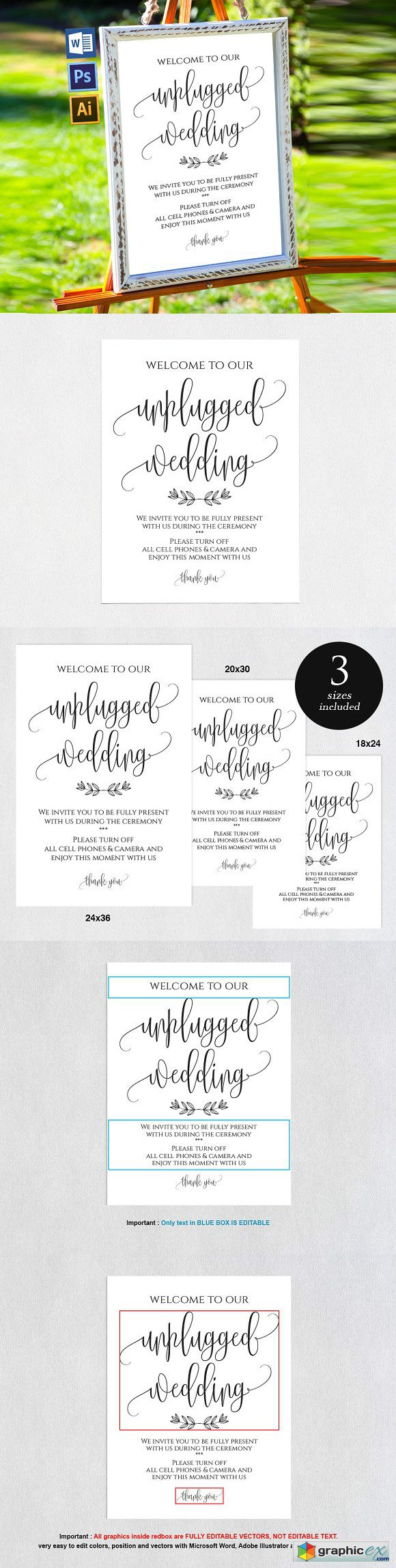 Unplugged wedding sign Wpc351