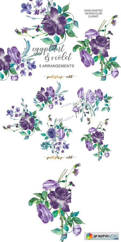 Eggplant & Violet Roses Cliparts