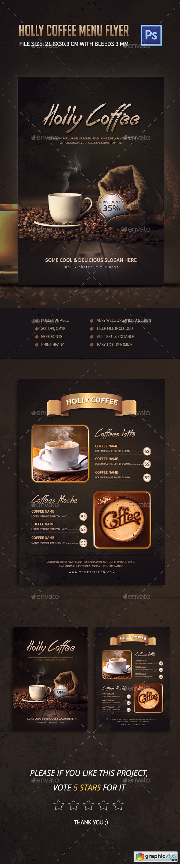Holly Coffee Menu Flyer