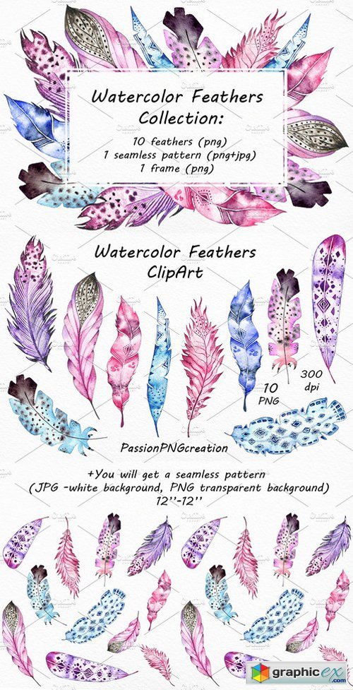 Watercolor Feathers lip art