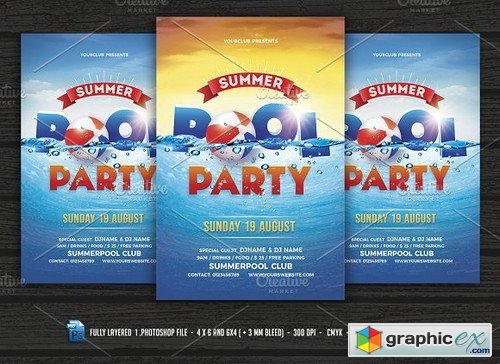 Pool Party Beach Party Flyer