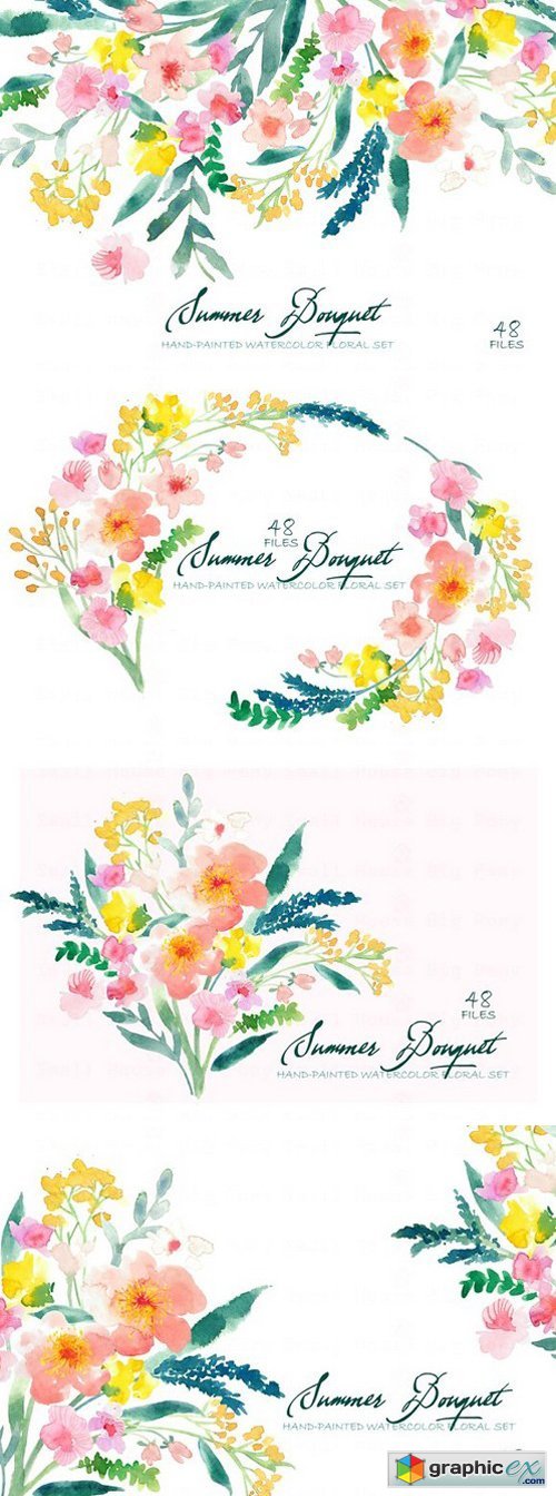 Summer Bouquet - Watercolor Clipart