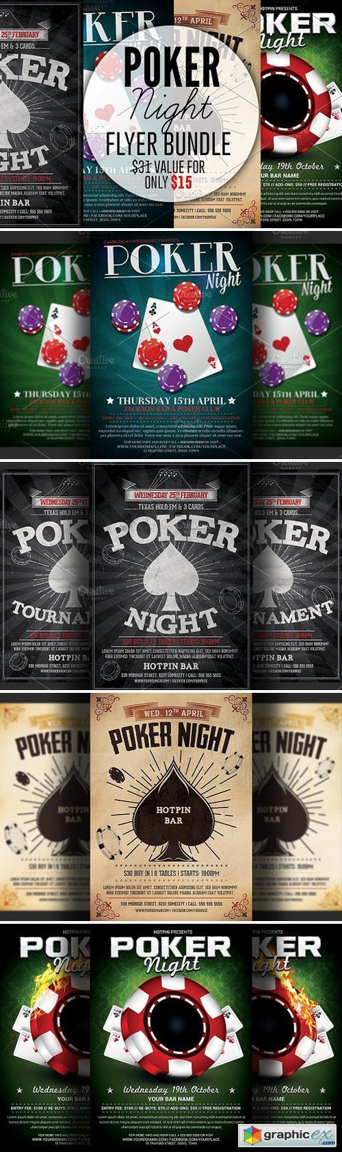 Poker Night Flyer Template Bundle