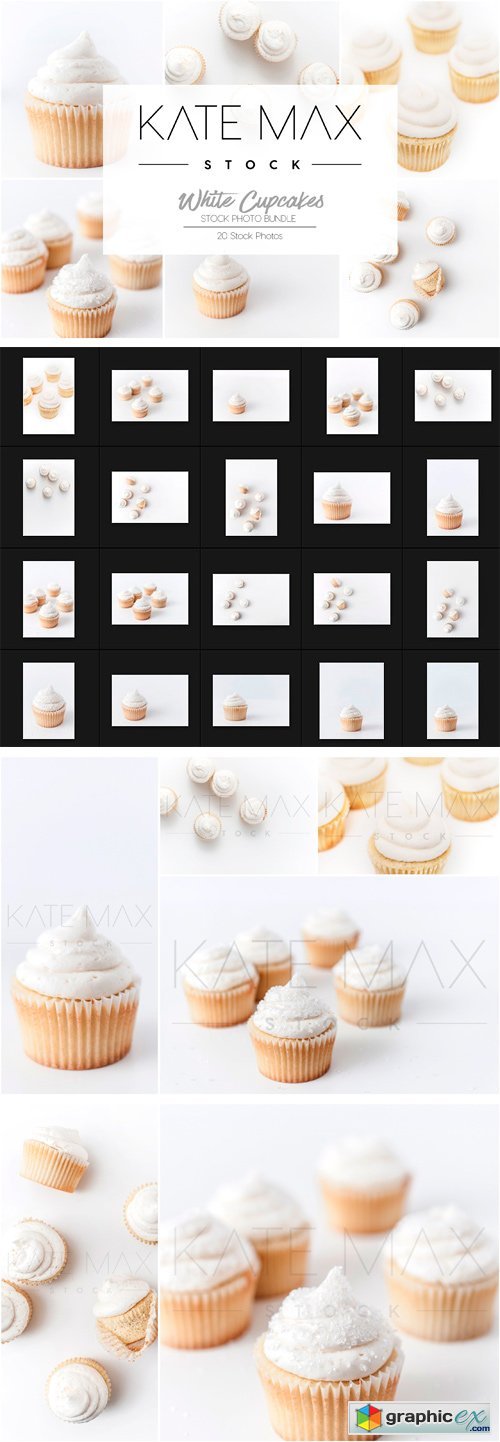 White Cupcakes Stock Photo Bundle