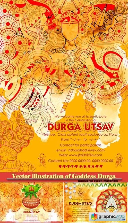 Vector illustration of Goddess Durga in Subho Bijoya Happy Dussehra background