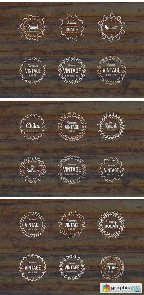 24 Vintage Circle Badges