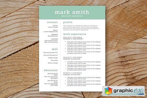 Resume Template Blue Green - MS Word
