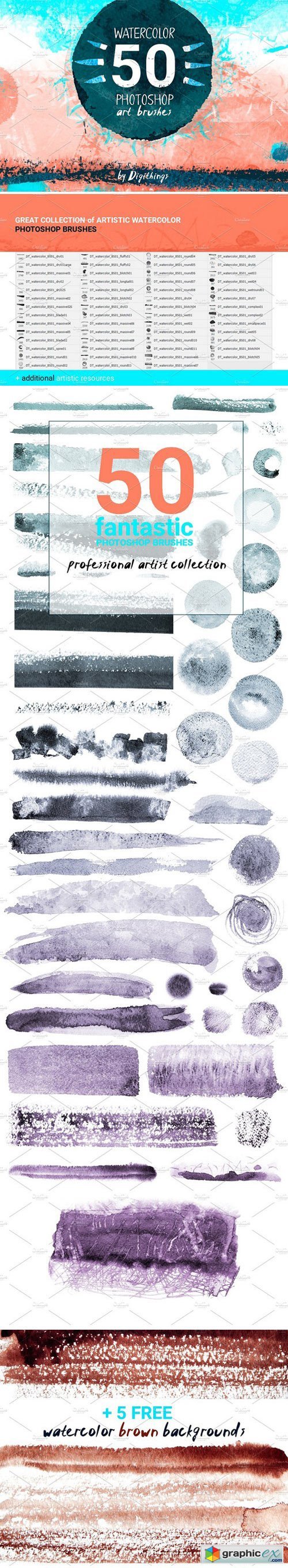Watercolor art brushes for Photoshop