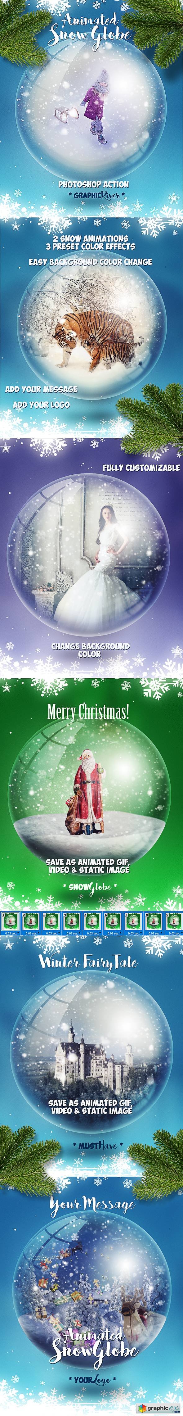 Animated Snow Globe Photoshop Action for Christmas